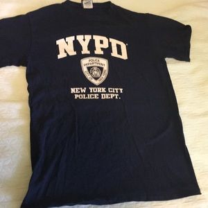 Adult small NYPD t-shirt black with white shield.